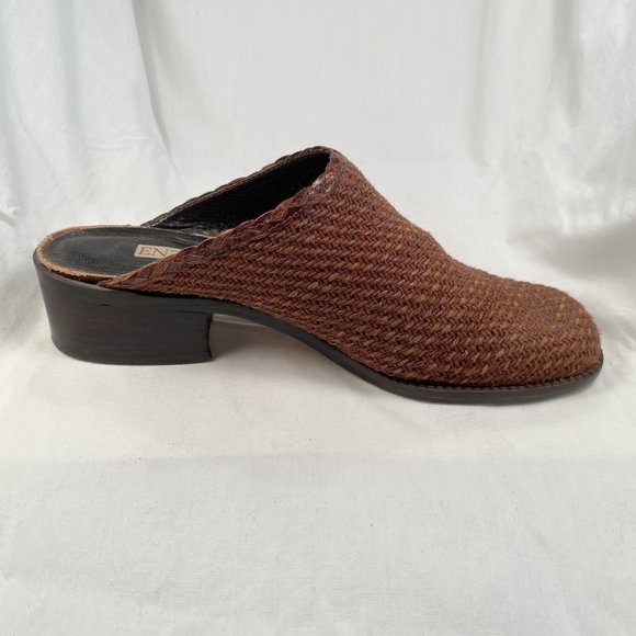 Enzo Woven Brown Leather Mules - Picture 5 of 7